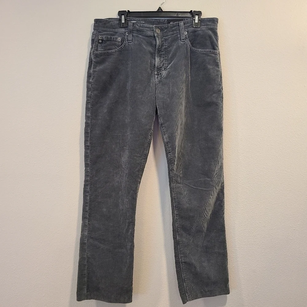 AG Adriano Goldschmied Everett Slim Straight Charcoal Corduroy Pants